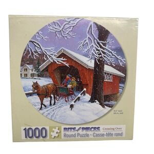 Bits and Pieces Crossing Over John Sloane 1000 Pcs Round Jigsaw Puzzle UNCOUNTED